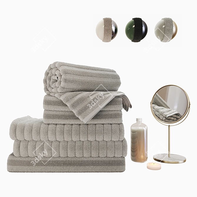 Bathroom Decor Set with Towels 3D model image 3