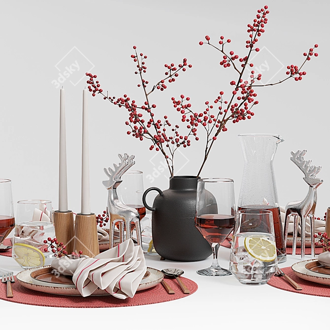 Modern Table Setting with Zara Home Utensils 3D model image 2