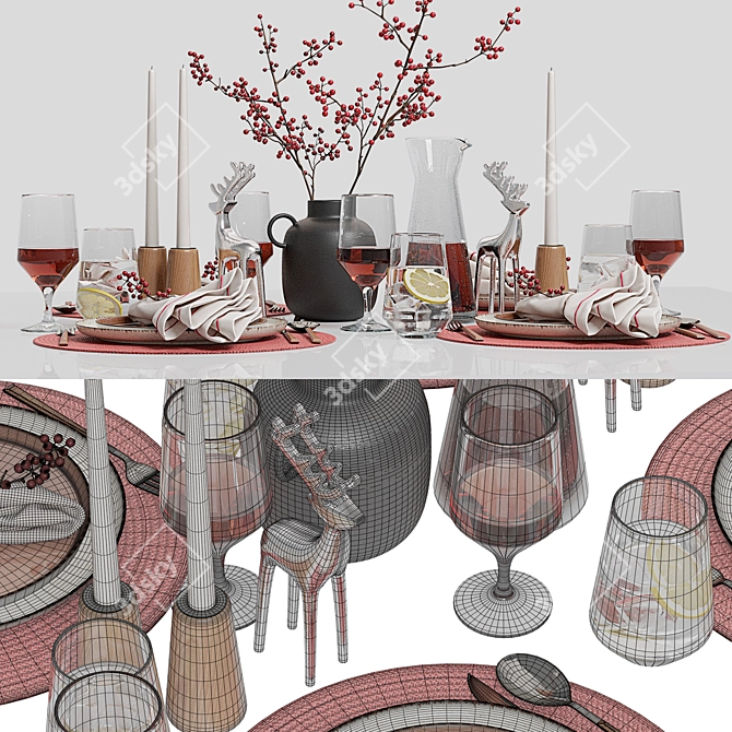 Modern Table Setting with Zara Home Utensils 3D model image 5