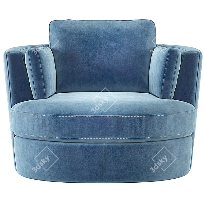 Luxury Velvet Swivel Chair 3D 3D model image 2