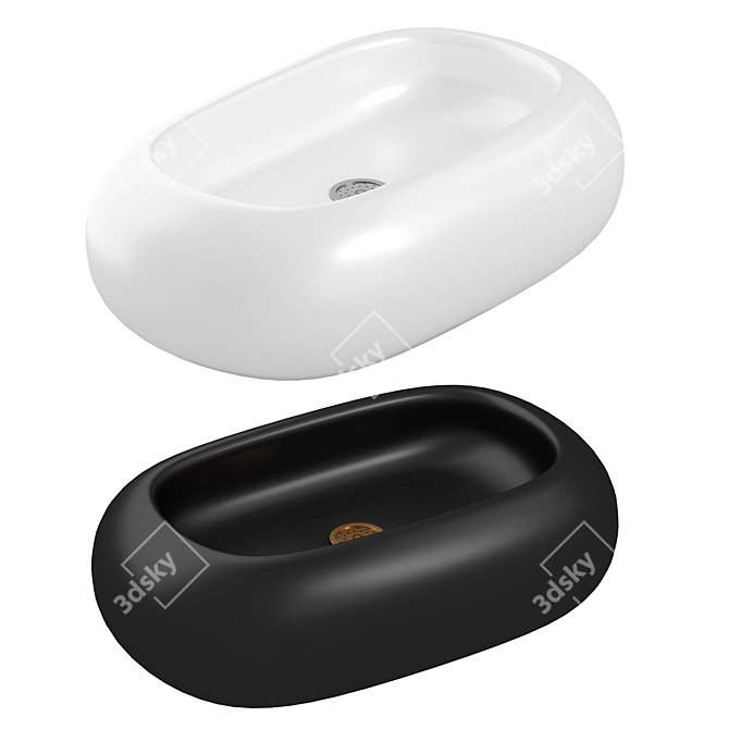 Elegant Oval White Bathroom Sink 3D model image 1