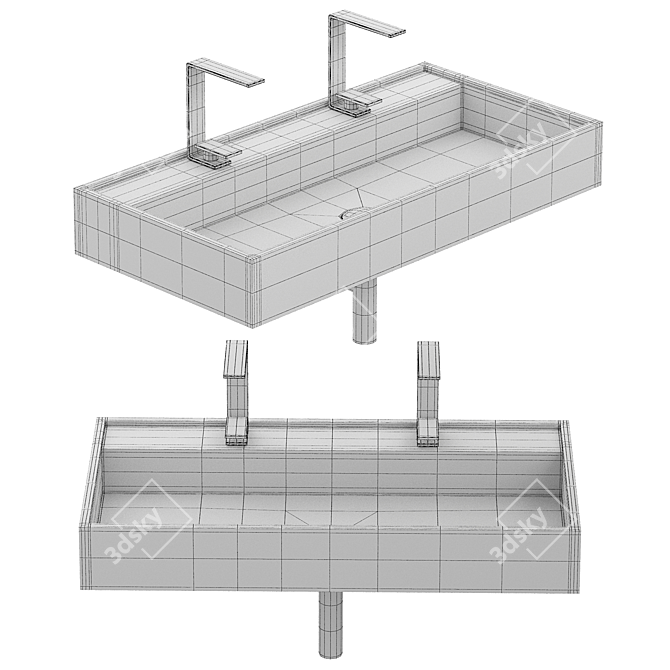 Matte Black Ceramic Vessel Sink 3D model image 2