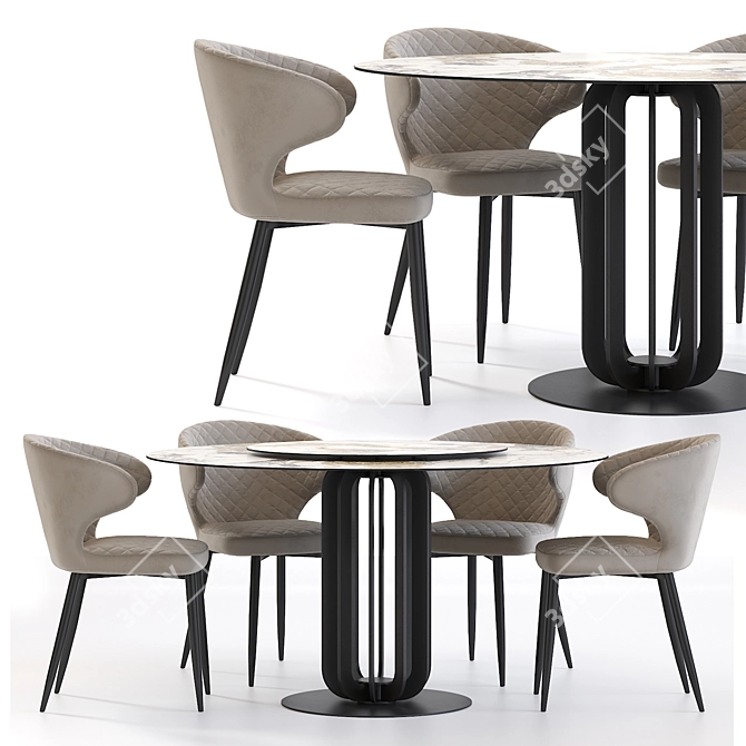 Bolzano Dining Set with B606 Stool 3D model image 1