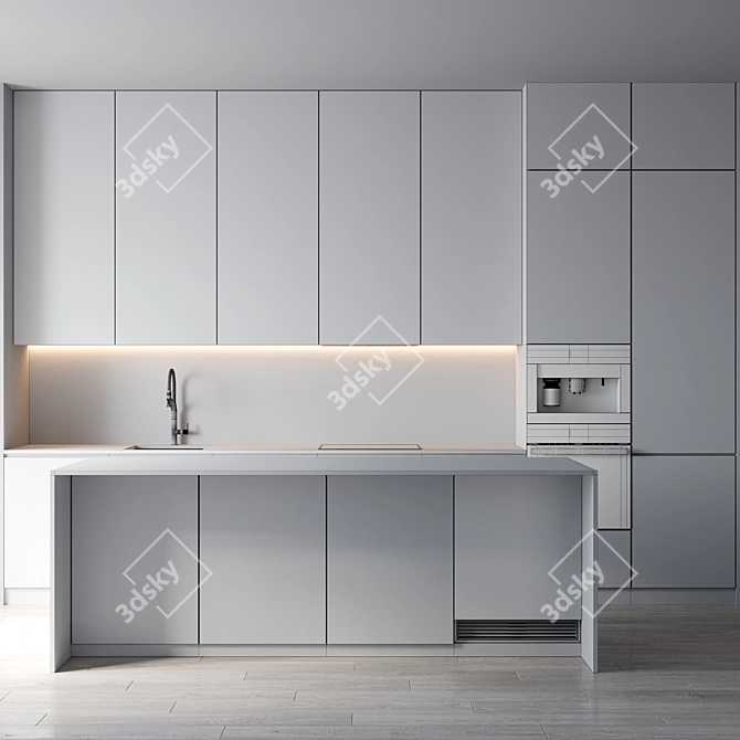 Modern Kitchen Cabinet Set Mesh & Miele 3D model image 6