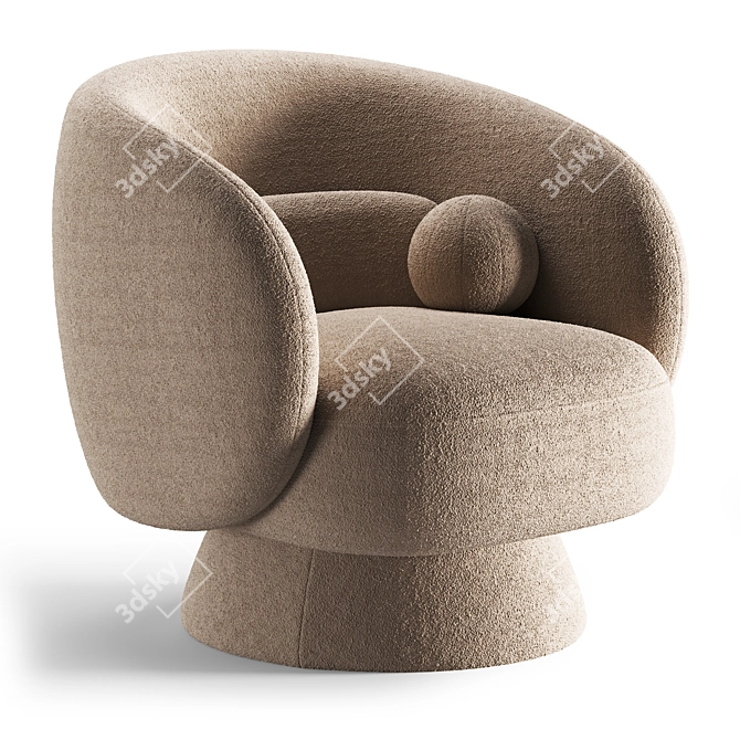 Swivel Barrel Chair Wool Texture 3D model image 2