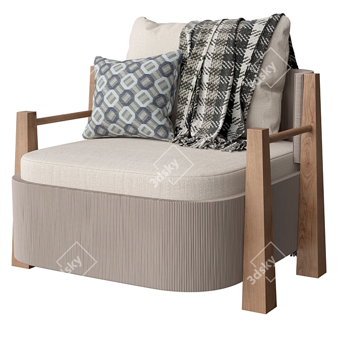 Mary& Minerva Teak Armchair Fabric 3D model image 1