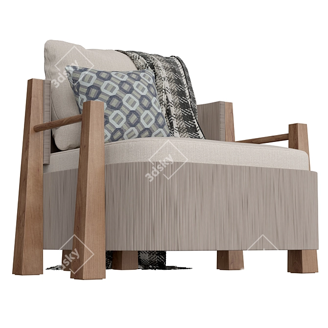 Mary& Minerva Teak Armchair Fabric 3D model image 5