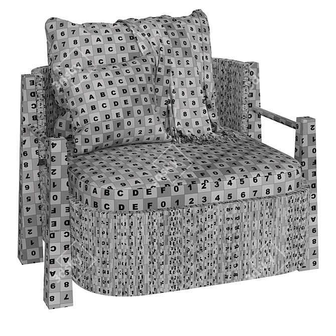 Mary& Minerva Teak Armchair Fabric 3D model image 7