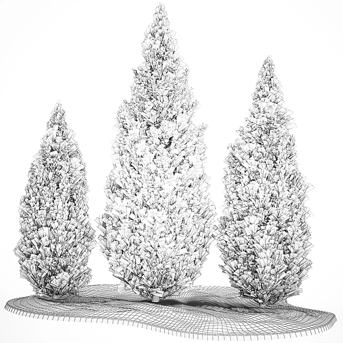 Cypress and Thuja Garden Set 3D model image 6