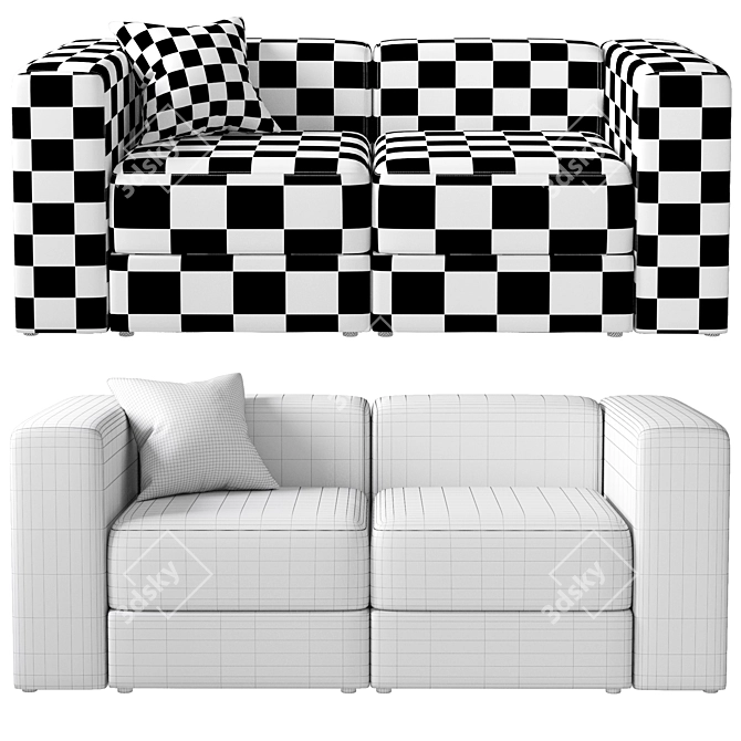 Modular 2-Seater Sofa Set, Ikea, Three Colors 3D model image 3