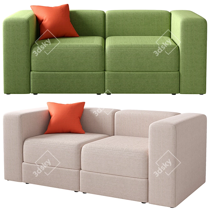 Modular 2-Seater Sofa Set, Ikea, Three Colors 3D model image 4