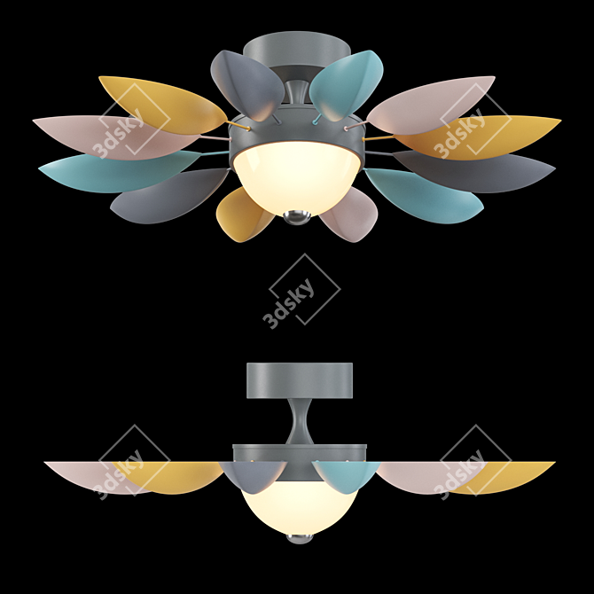 Floral Ceiling Lamp in Rainbow Petals 3D model image 2