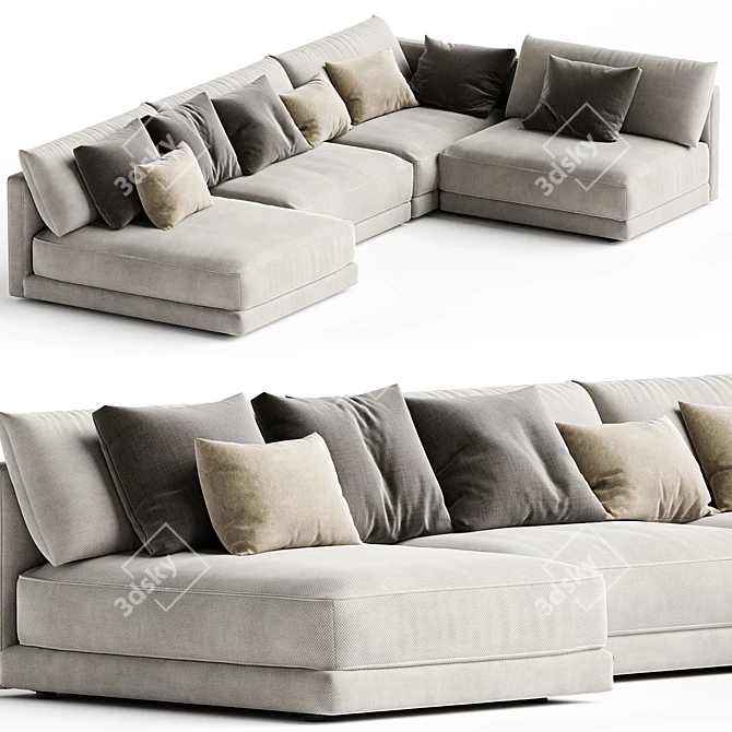 Elegant Katarina Corner Sofa 3D model image 1