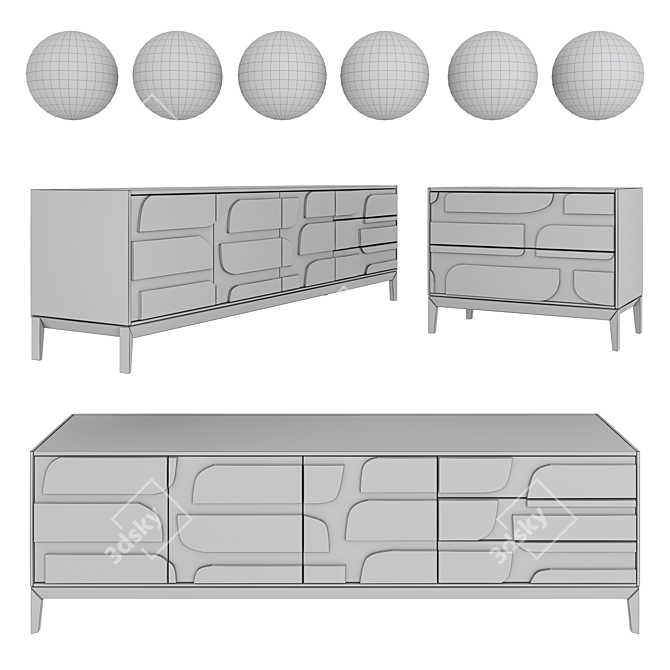 Principle Ellipse Bedroom Furniture Set 3D model image 2