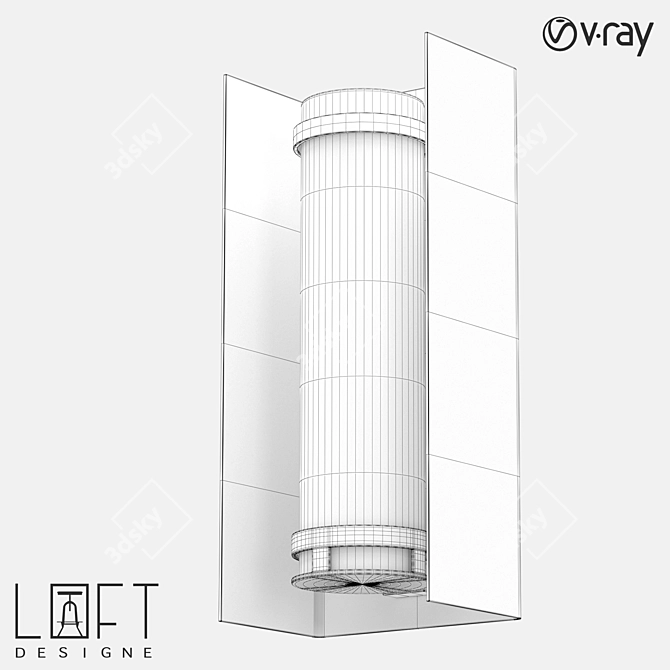 Industrial Glass Metal Wall Sconce 3D model image 2