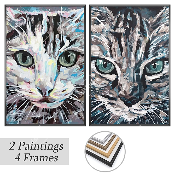 Art Set with Varied Frames 3D model image 1