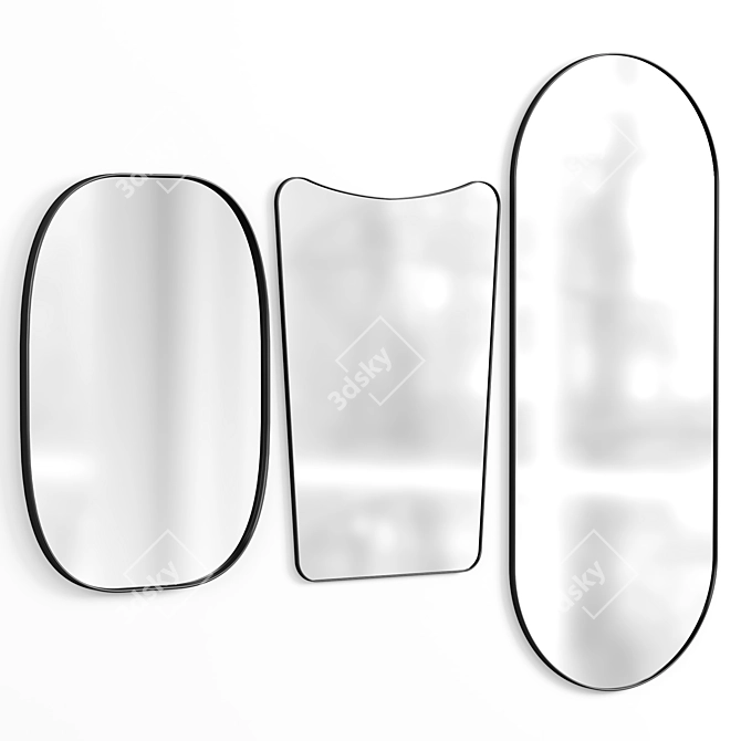 Elegant Trio Mirror Set 3D model image 1