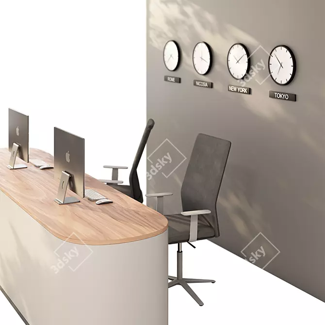 Modern Reception Desk Set Furniture 3D model image 2