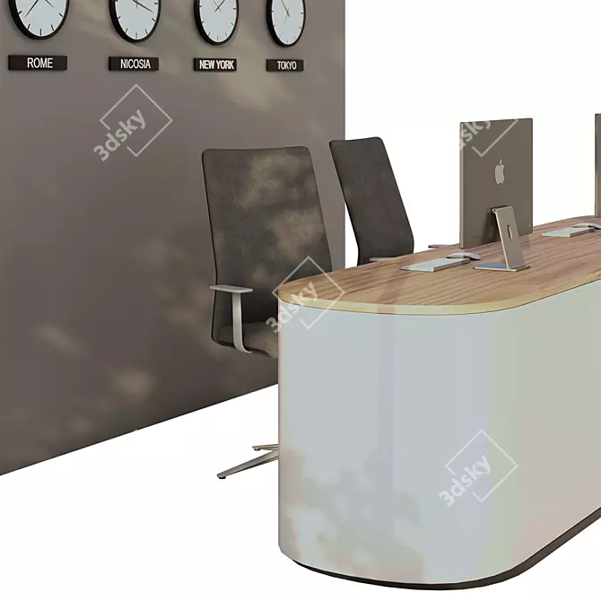 Modern Reception Desk Set Furniture 3D model image 3