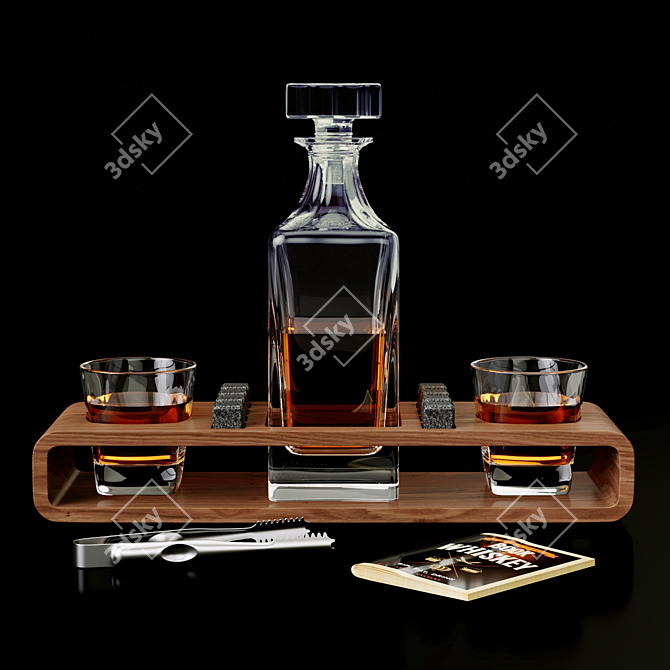 Whiskey Decanter Set with Stones 3D model image 2