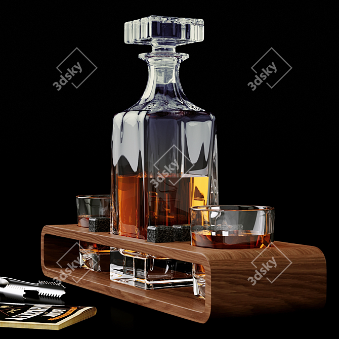 Whiskey Decanter Set with Stones 3D model image 4