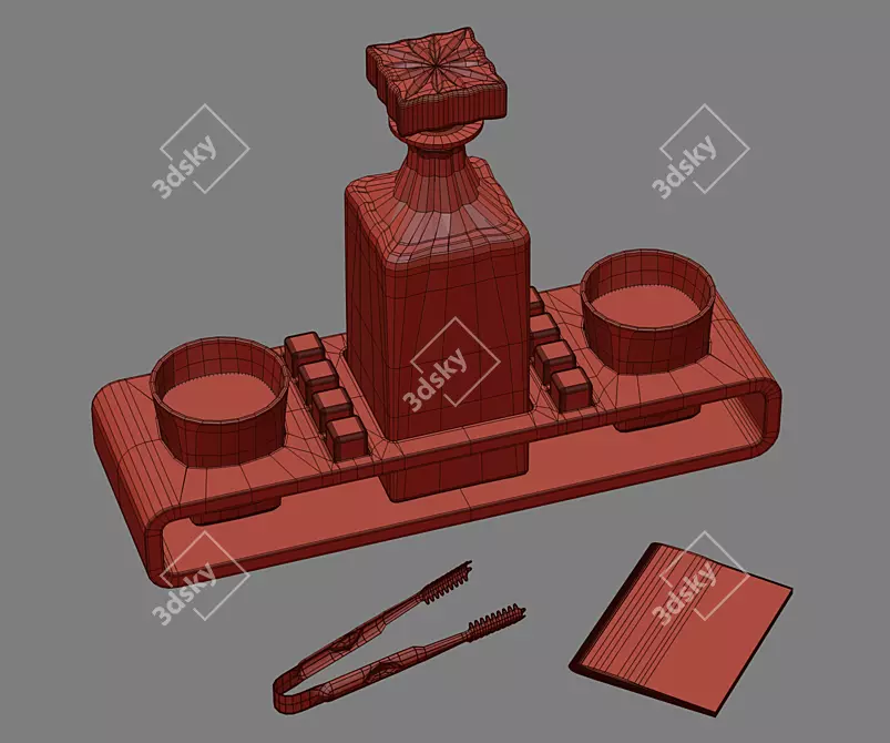 Whiskey Decanter Set with Stones 3D model image 5