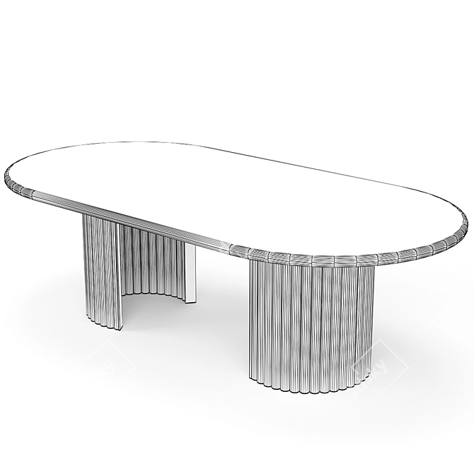 Elegant Scalloped Dining Table 3D model image 5