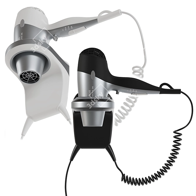 Sunbeam Wall-Mounted Hair Dryer with Two Color Options 3D model image 2