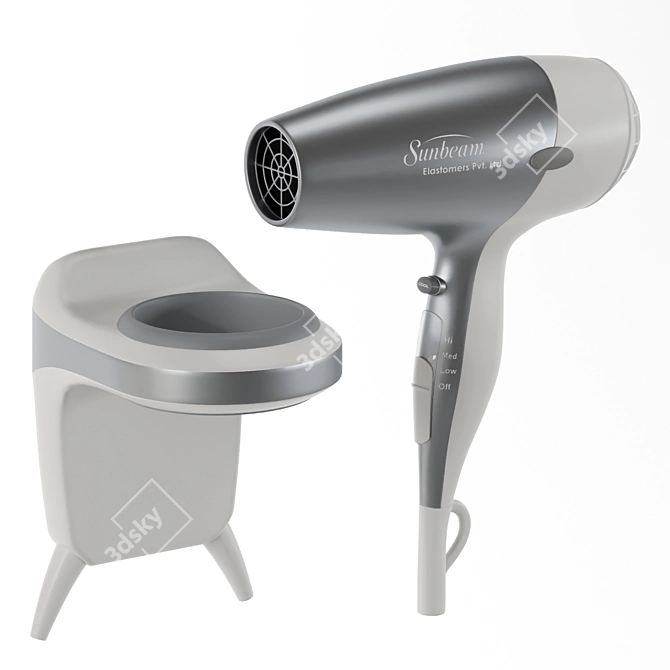 Sunbeam Wall-Mounted Hair Dryer with Two Color Options 3D model image 4