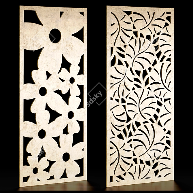 Decorative Carved Panels Set 20 3D model image 2