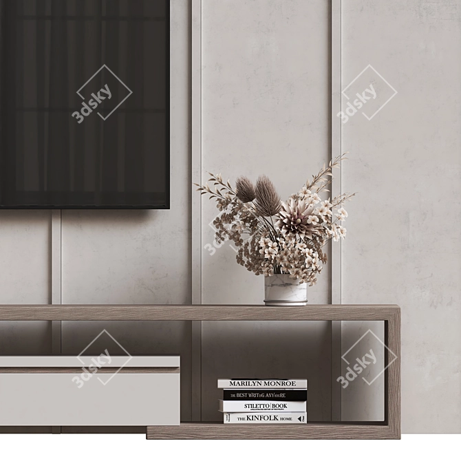 Modern TV Wall Mount Stand 3D model image 2