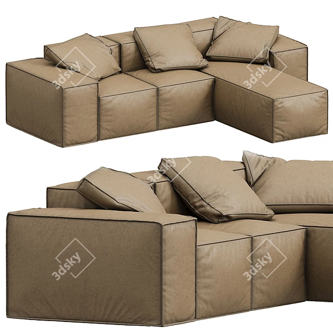 Elegant Melia Corner Sofa 3D model image 1