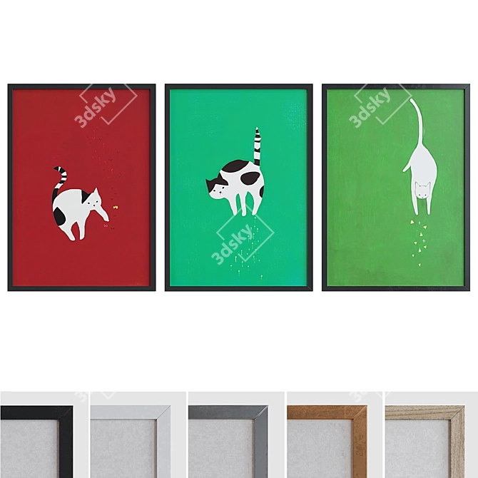 Abstract Cat Picture Frame Set 3D model image 1