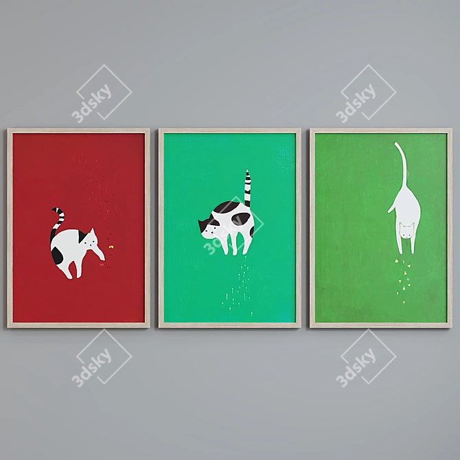 Abstract Cat Picture Frame Set 3D model image 3