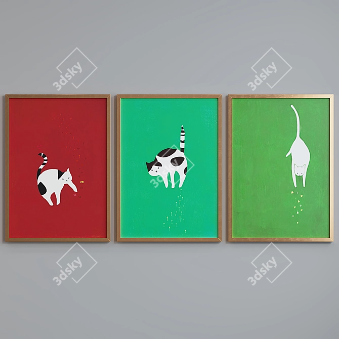 Abstract Cat Picture Frame Set 3D model image 4