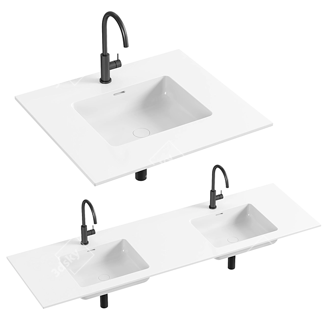 Salini ONDA Washbasin 180 & 80 3D model image 1