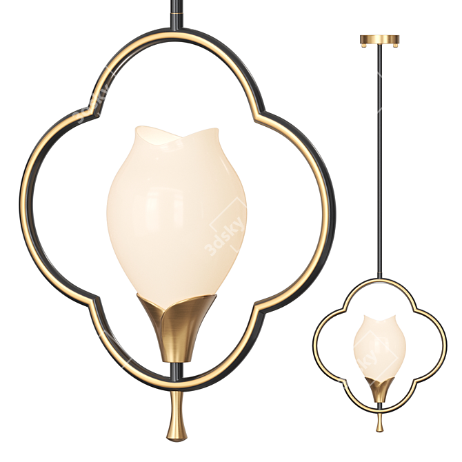 Blossom Glass Brass Designer Lamp 3D model image 1