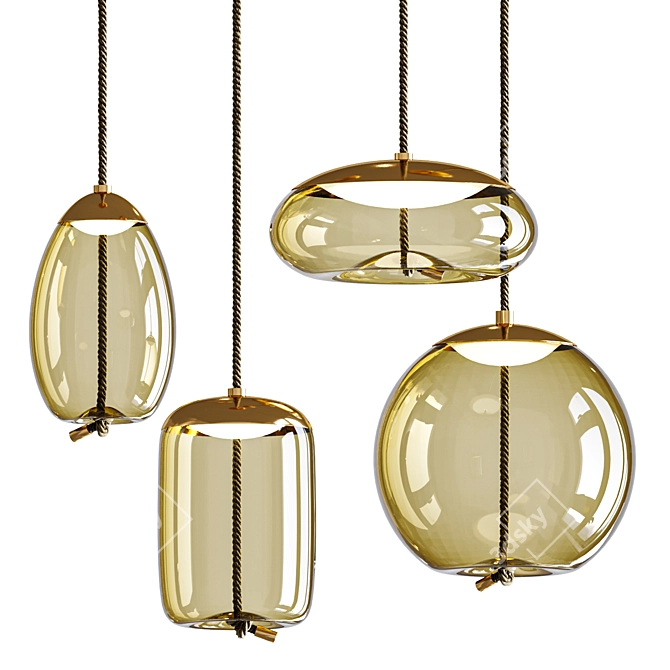 Sleek Glass Knot Pendant Lamp 3D model image 1