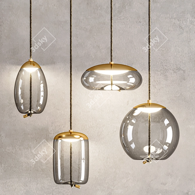 Sleek Glass Knot Pendant Lamp 3D model image 3