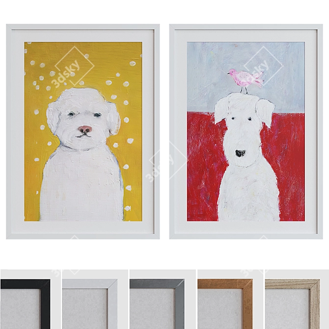  Modern Dog Portrait Picture Frame Set 3D model image 1