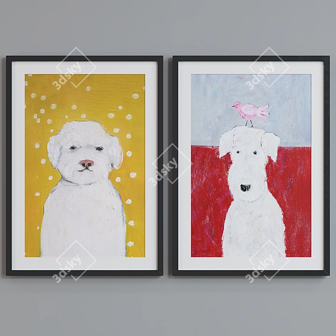  Modern Dog Portrait Picture Frame Set 3D model image 3