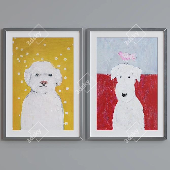  Modern Dog Portrait Picture Frame Set 3D model image 5