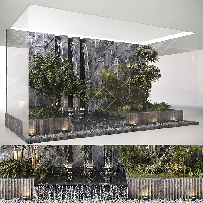 Glass-Enclosed Indoor Garden Paradise 3D model image 2