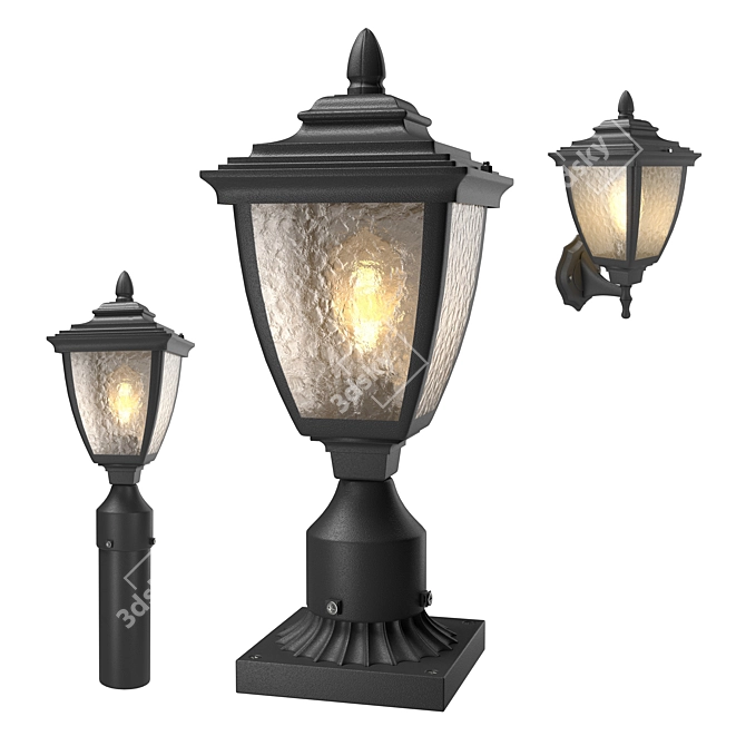 Classic Post Lanterns Set - Traditional Outdoor Lighting 3D model image 1