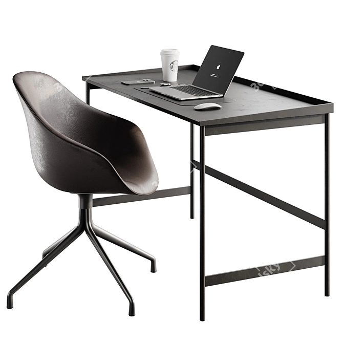 Modern Workspace Set: Desk & Chair 3D model image 3