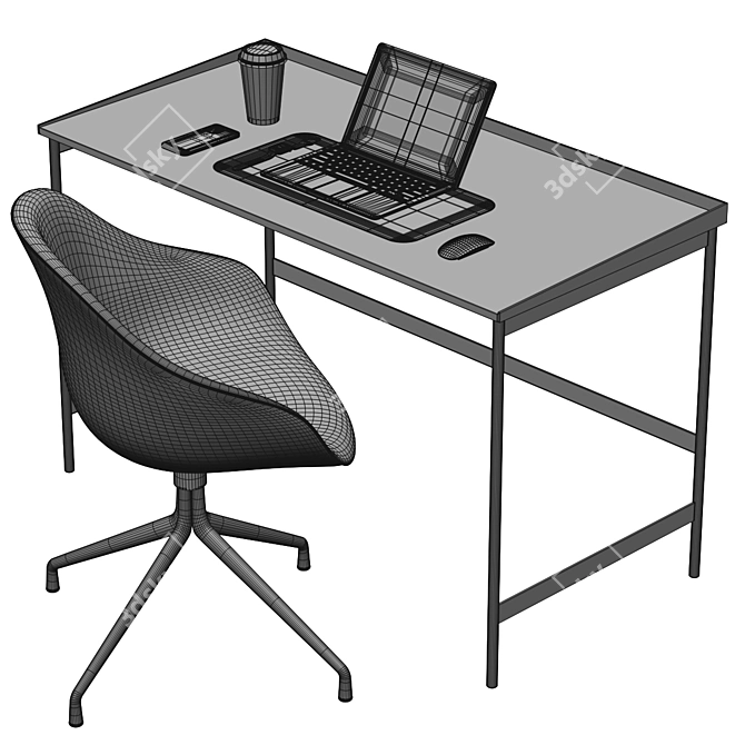 Modern Workspace Set: Desk & Chair 3D model image 5