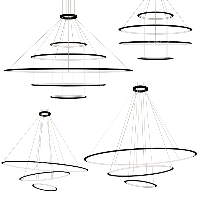 Modern Circular Pendant Lamp Collection 3D model image 1