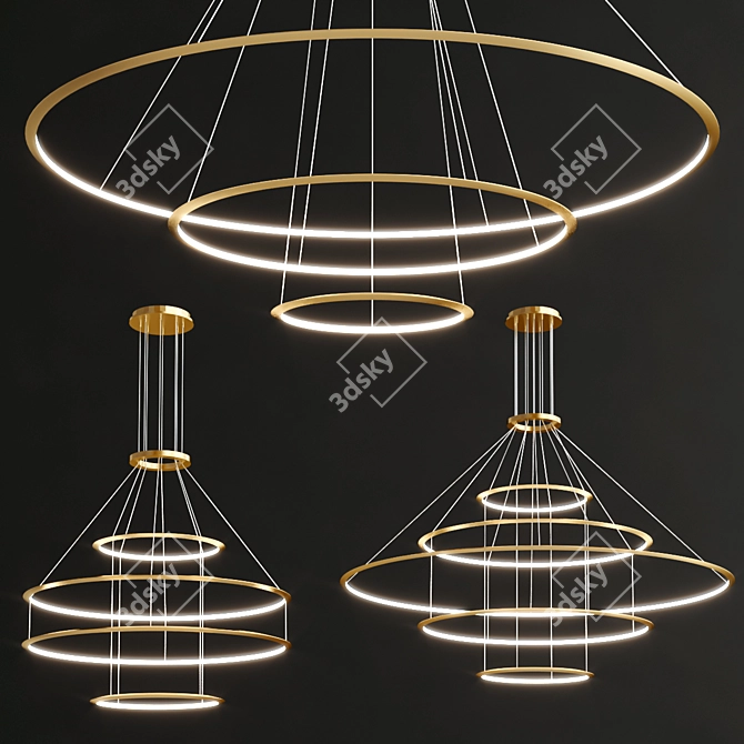 Modern Circular Pendant Lamp Collection 3D model image 2