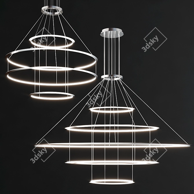 Modern Circular Pendant Lamp Collection 3D model image 3