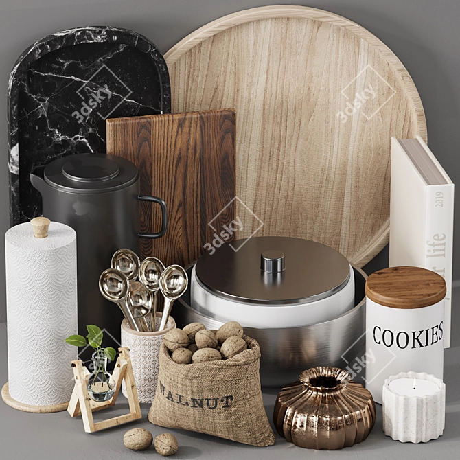 Corona Render Kitchen Accessories Set 3D model image 4